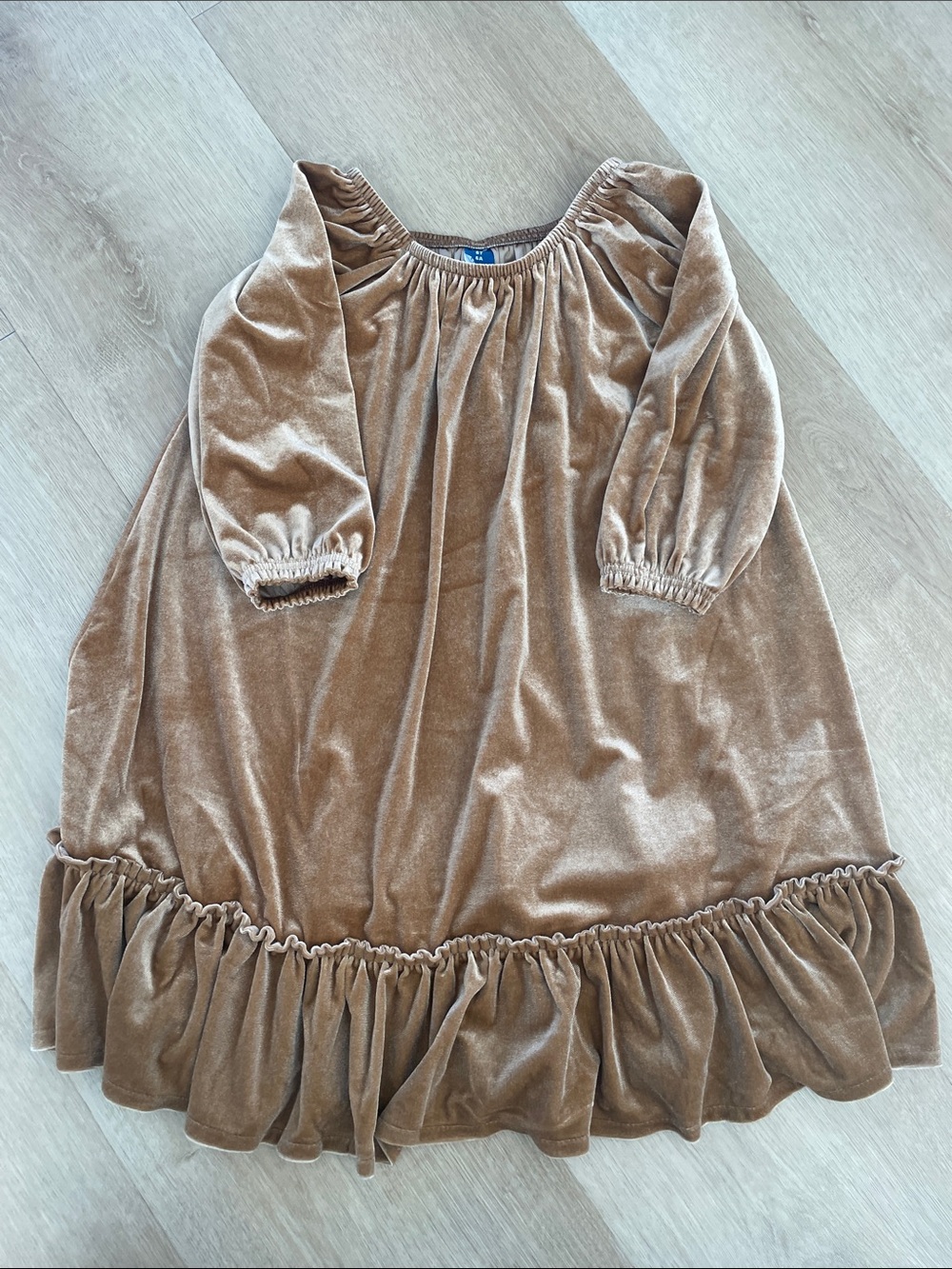 Old Navy Girls Velvet Ruffle Hem Dress in Brown